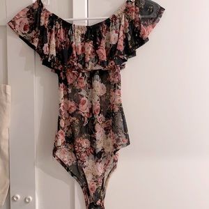 Mesh flower bodysuit